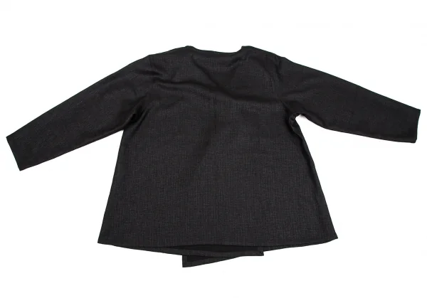 ジュンココシノJUNKO KOSHINO ポリドレープボタンレスジャケット 黒L位 K-107320_009