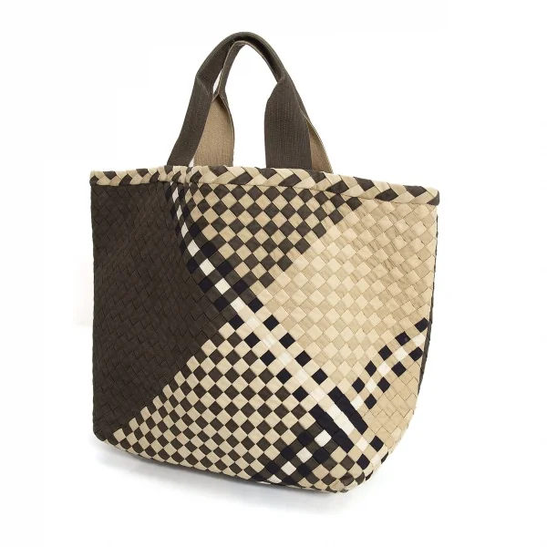 イッセイミヤケ ハートタマシャISSEY MIYAKE HaaT TaMaSHa 編み込みハンドバッグ ベージュ茶 K-107328_001