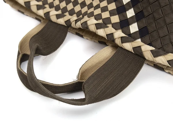 イッセイミヤケ ハートタマシャISSEY MIYAKE HaaT TaMaSHa 編み込みハンドバッグ ベージュ茶 K-107328_013