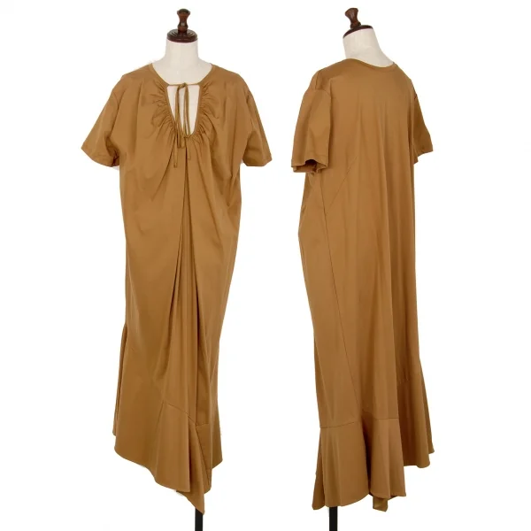 エレンディークELENDEEK ネックギャザーマーメイドストレッチワンピース ブラウン2 K-107342_001