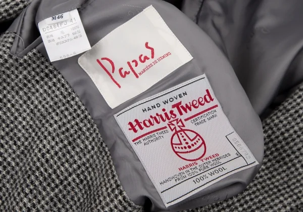 パパスPapas ハリスツイード2Bジャケット グレーM46 K-107343_016