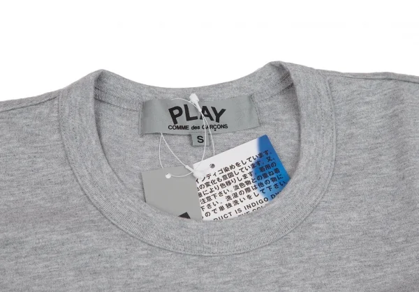 新品!プレイ コムデギャルソンPLAY COMME des GARCONS インディゴ染めカモフラハートプリントTシャツ 杢グレーS K-107347_002