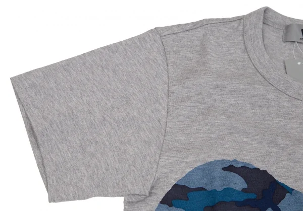 新品!プレイ コムデギャルソンPLAY COMME des GARCONS インディゴ染めカモフラハートプリントTシャツ 杢グレーS K-107347_003