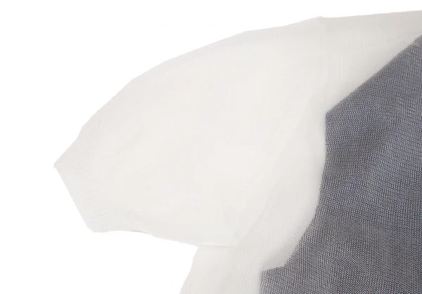 ジュンヤワタナベ コムデギャルソンJUNYA WATANABE COMME des GARCONS チュール切替レイヤード半袖ニット 紺白S K-107350_005