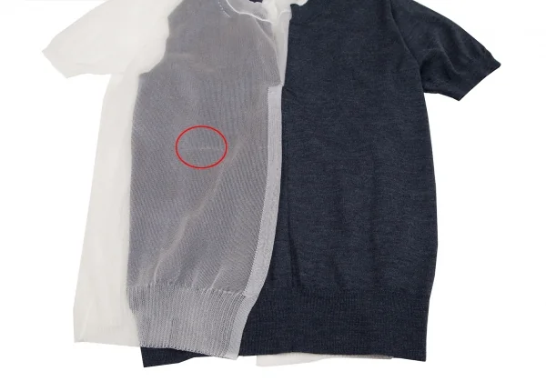 ジュンヤワタナベ コムデギャルソンJUNYA WATANABE COMME des GARCONS チュール切替レイヤード半袖ニット 紺白S K-107350_007