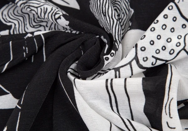 ヨウジヤマモト ファムYohji Yamamoto FEMME モノクログラフィックプリントシースルーハイネックカットソー 黒白3 K-107403_012