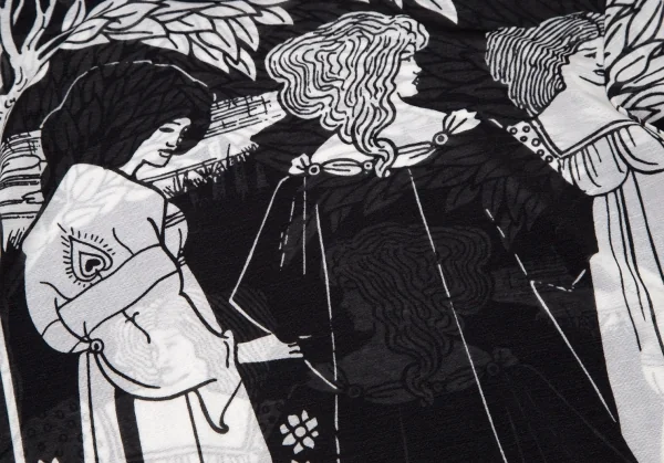 ヨウジヤマモト ファムYohji Yamamoto FEMME モノクログラフィックプリントシースルーハイネックカットソー 黒白3 K-107403_005