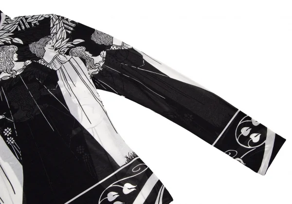 ヨウジヤマモト ファムYohji Yamamoto FEMME モノクログラフィックプリントシースルーハイネックカットソー 黒白3 K-107403_006