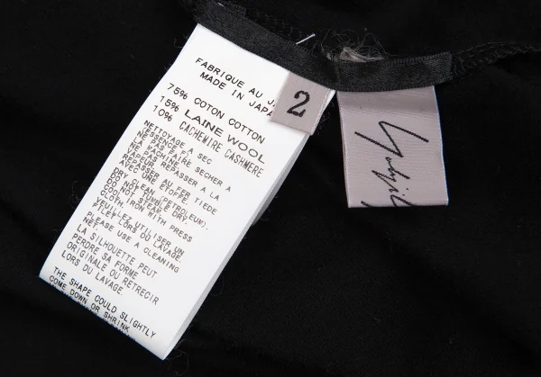ヨウジヤマモト ファムYohji Yamamoto FEMME カシミヤ混ストールネックノースリーブカットワンピース 黒2 K-107404_014