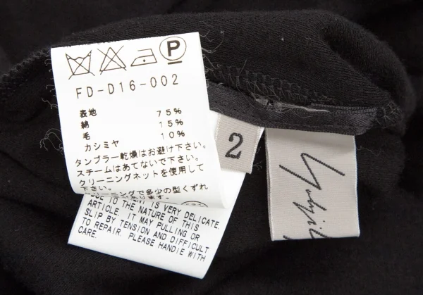 ヨウジヤマモト ファムYohji Yamamoto FEMME カシミヤ混ストールネックノースリーブカットワンピース 黒2 K-107404_015