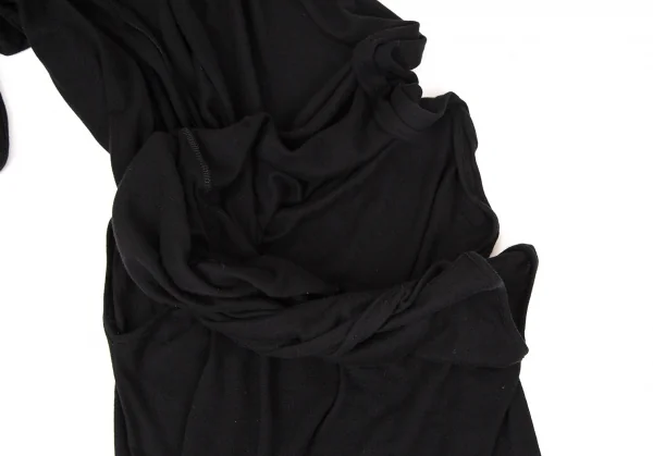 ヨウジヤマモト ファムYohji Yamamoto FEMME カシミヤ混ストールネックノースリーブカットワンピース 黒2 K-107404_005