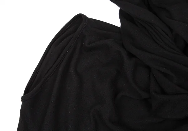 ヨウジヤマモト ファムYohji Yamamoto FEMME カシミヤ混ストールネックノースリーブカットワンピース 黒2 K-107404_007