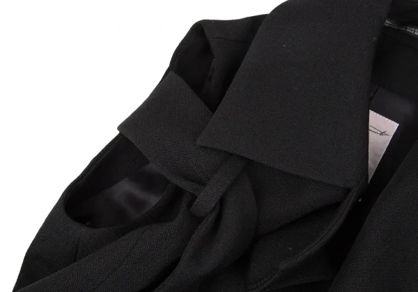 ヨウジヤマモト ファムYohji Yamamoto FEMME オールドギャバショルダーベルテッドノースリーブロングジャケット 黒1 K-107405_007