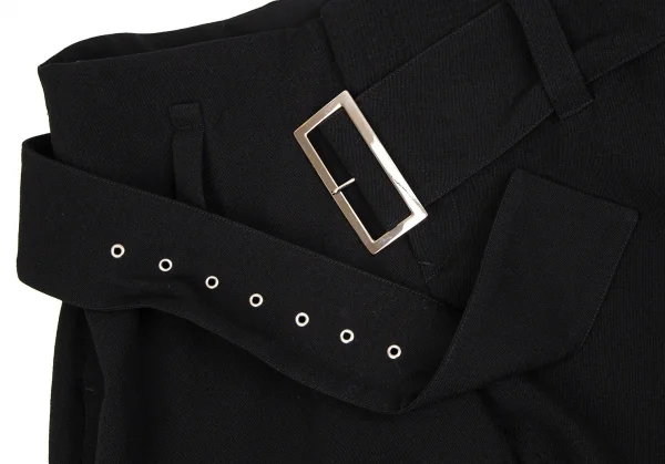 ヨウジヤマモト ファムYohji Yamamoto FEMME オールドギャバベルテッドワイドパンツ 黒1 K-107406_003