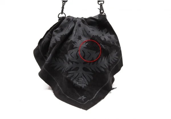 リミフゥLIMI feu スウェードレザー切替スカルスタープリントフラップショルダーバッグ 黒グレー K-107412_002