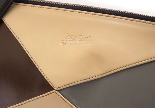 ジャンポールゴルチエJean Paul GAULTIER 配色切替レザーハンドバッグ 茶他 K-107414_005