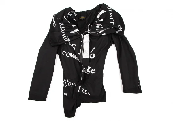 コムデギャルソンCOMME des GARCONSグリッターロゴ顔料プリント変形ジップアップジャケット 黒シルバーM K-107436_002