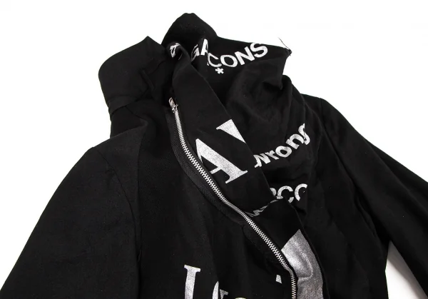 コムデギャルソンCOMME des GARCONSグリッターロゴ顔料プリント変形ジップアップジャケット 黒シルバーM K-107436_005