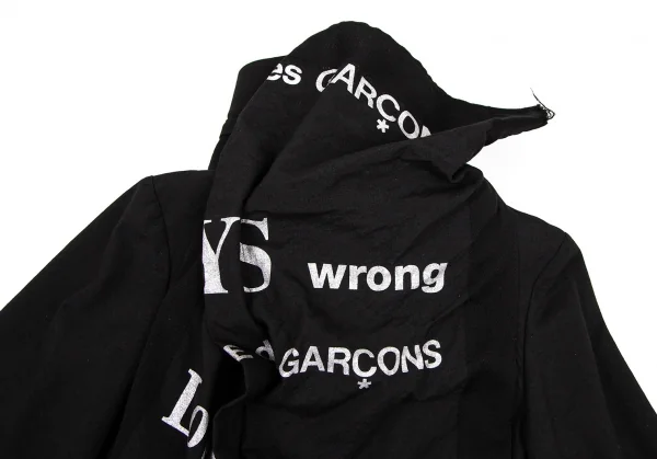 コムデギャルソンCOMME des GARCONSグリッターロゴ顔料プリント変形ジップアップジャケット 黒シルバーM K-107436_006