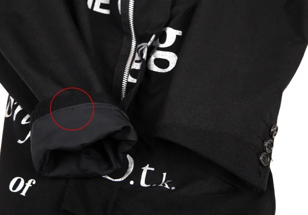 コムデギャルソンCOMME des GARCONSグリッターロゴ顔料プリント変形ジップアップジャケット 黒シルバーM K-107436_010