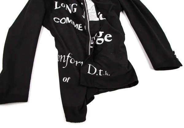 コムデギャルソンCOMME des GARCONSグリッターロゴ顔料プリント変形ジップアップジャケット 黒シルバーM K-107436_012