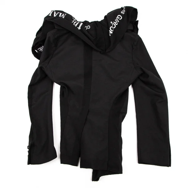 コムデギャルソンCOMME des GARCONSグリッターロゴ顔料プリント変形ジップアップジャケット 黒シルバーM K-107436_014