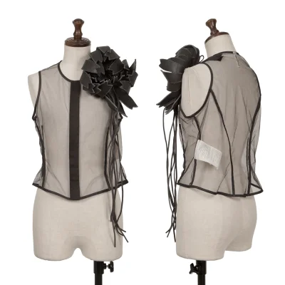 COMME des GARCONS Leather Corsage Embellished Hook Mesh Vest