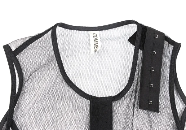 COMME des GARCONS Leather Corsage Embellished Hook Mesh Vest K-107446_006