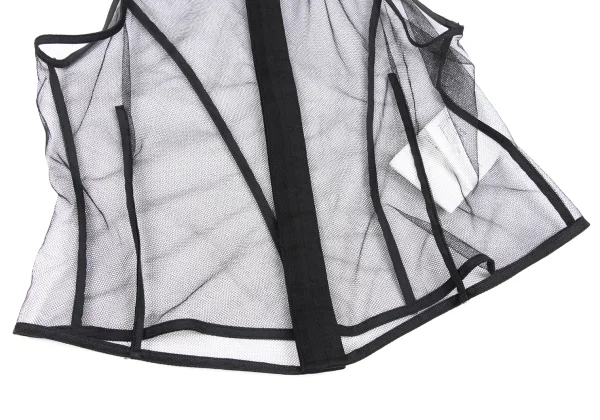 COMME des GARCONS Leather Corsage Embellished Hook Mesh Vest K-107446_008