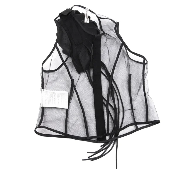 COMME des GARCONS Leather Corsage Embellished Hook Mesh Vest K-107446_011