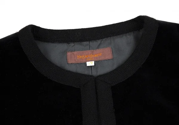 イヴサンローランYves Saint Laurent ベロアパイピングボタンレスショートベスト 黒7 K-107449_003
