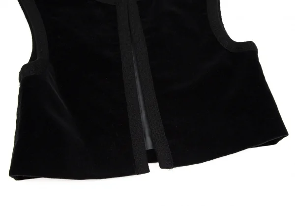 イヴサンローランYves Saint Laurent ベロアパイピングボタンレスショートベスト 黒7 K-107449_005