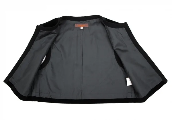 イヴサンローランYves Saint Laurent ベロアパイピングボタンレスショートベスト 黒7 K-107449_006