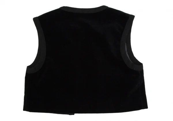 イヴサンローランYves Saint Laurent ベロアパイピングボタンレスショートベスト 黒7 K-107449_007
