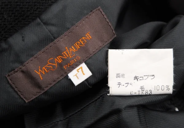 イヴサンローランYves Saint Laurent ベロアパイピングボタンレスショートベスト 黒7 K-107449_009