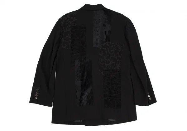 バジュラbajra ウール混ジャガードパッチワークジャケット 黒M K-107453_014
