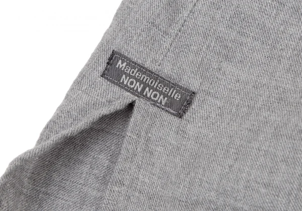 マドモアゼルノンノンMademoiselle NON NON コットンビーズ刺繍マオカラープリーツ切替シャツ グレーL位 K-107466_011