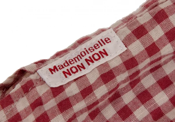 マドモアゼルノンノンMademoiselle NON NON コットンギンガムチェックパイピングプルオーバープリーツシャツチュニック エンジベージュ40L K-107467_010