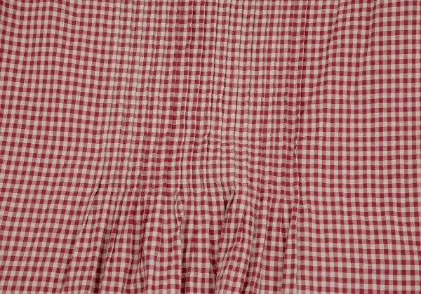 マドモアゼルノンノンMademoiselle NON NON コットンギンガムチェックパイピングプルオーバープリーツシャツチュニック エンジベージュ40L K-107467_013