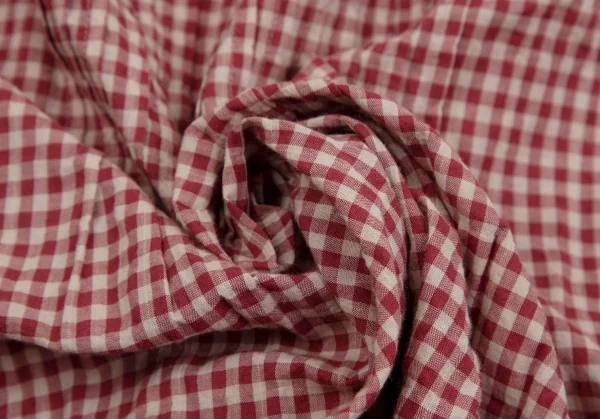 マドモアゼルノンノンMademoiselle NON NON コットンギンガムチェックパイピングプルオーバープリーツシャツチュニック エンジベージュ40L K-107467_014