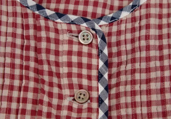 マドモアゼルノンノンMademoiselle NON NON コットンギンガムチェックパイピングプルオーバープリーツシャツチュニック エンジベージュ40L K-107467_004