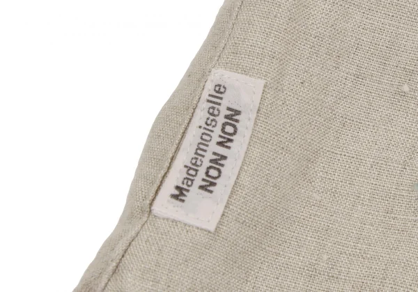 マドモアゼルノンノンMademoiselle NON NON リネンマリンロゴ刺繍プリーツ切替シャツチュニック ベージュ40L K-107468_010