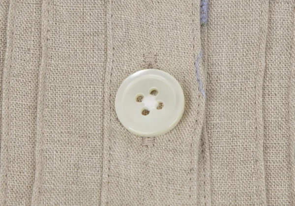 マドモアゼルノンノンMademoiselle NON NON リネンマリンロゴ刺繍プリーツ切替シャツチュニック ベージュ40L K-107468_004