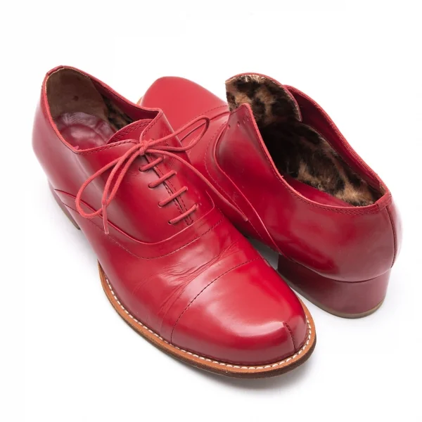 ジュンヤワタナベマンピンク コムデギャルソンJUNYA WATANABE MAN PINK COMME des GARCONS ライニングレオパードファーレザーシューズ 赤L(25位) K-107482_001