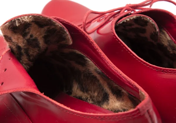 ジュンヤワタナベマンピンク コムデギャルソンJUNYA WATANABE MAN PINK COMME des GARCONS ライニングレオパードファーレザーシューズ 赤L(25位) K-107482_002