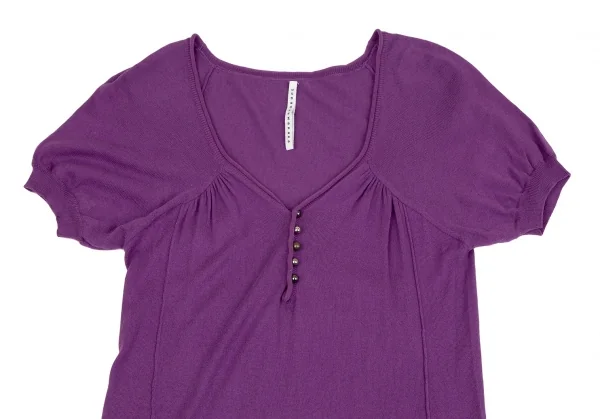 スナオクワハラsunao kuwahara コットンボールボタンデザイン半袖ニットワンピース 紫M K-107509_003