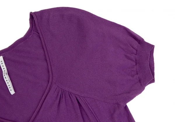 スナオクワハラsunao kuwahara コットンボールボタンデザイン半袖ニットワンピース 紫M K-107509_006