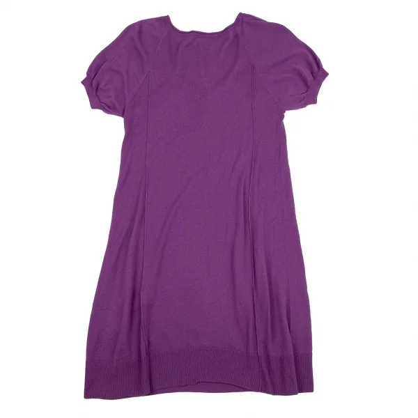 スナオクワハラsunao kuwahara コットンボールボタンデザイン半袖ニットワンピース 紫M K-107509_009