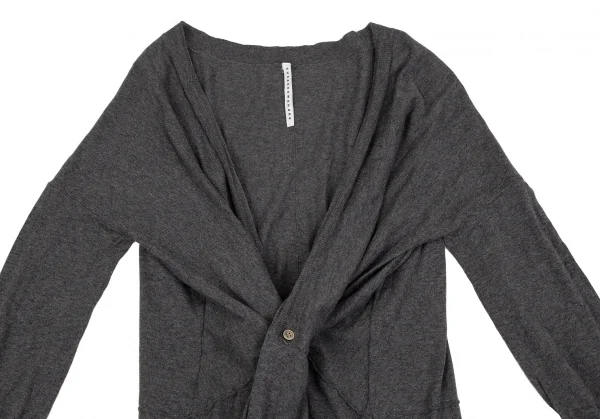 スナオクワハラsunao kuwahara コットンフロントボタン留め変形ニットカーディガン グレーM K-107511_003
