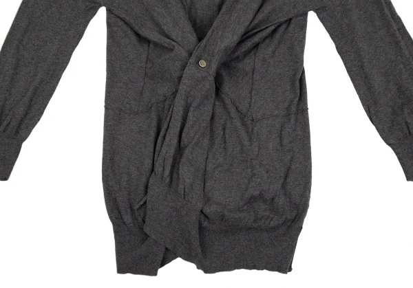 スナオクワハラsunao kuwahara コットンフロントボタン留め変形ニットカーディガン グレーM K-107511_007